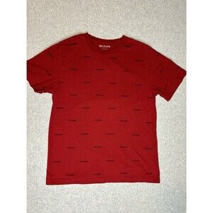 True Religion Mens Shirt All Over Print Red Crew‎ Neck  100% Cotton Size Large